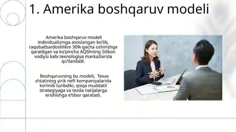 Menejmentning Amerika modeli va Menejmentning Yaponiya modeli 3