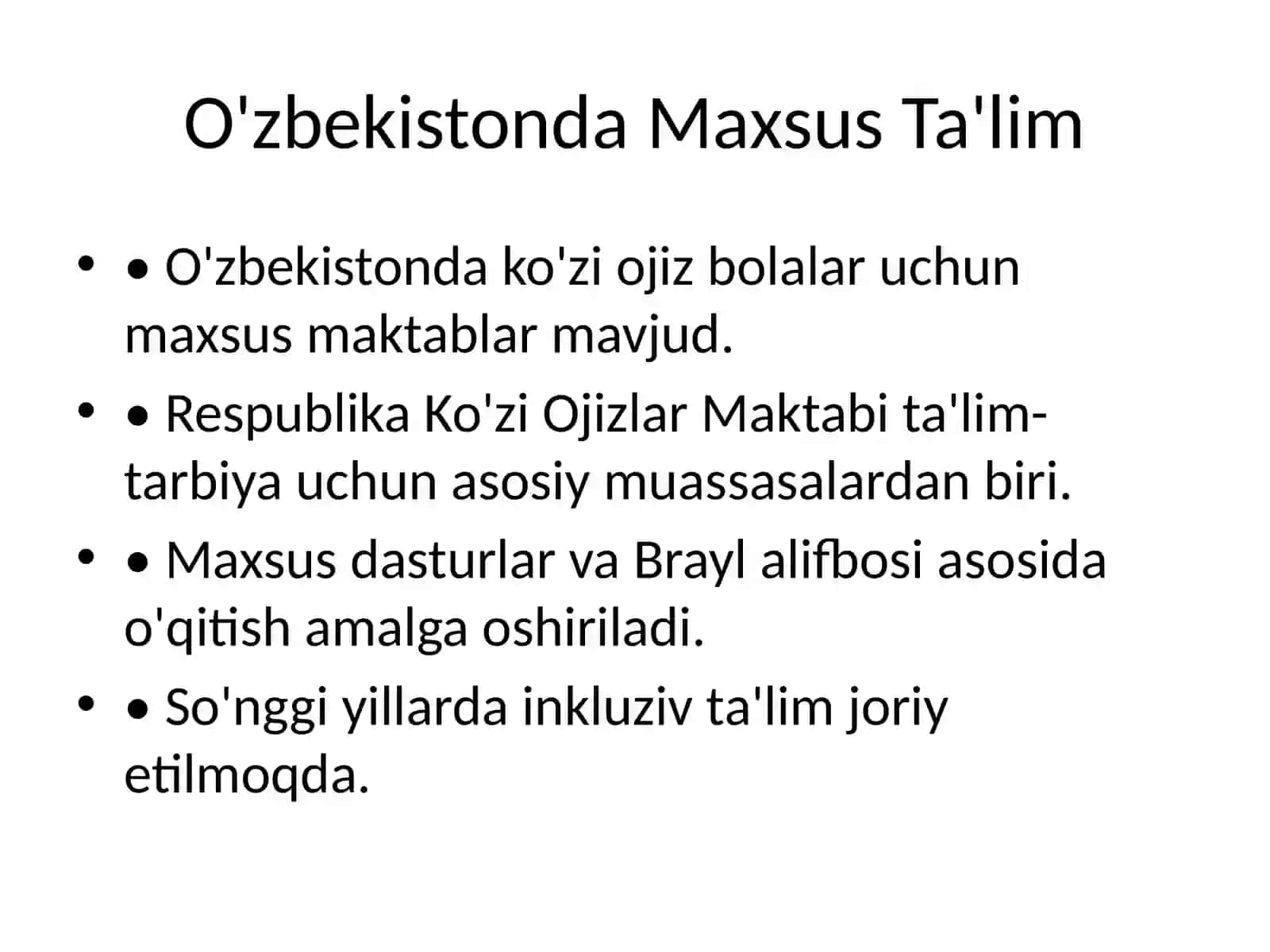 Ko'rishda Nuqsoni Bo'lgan Bolalarning Ta'lim Tizimi 3