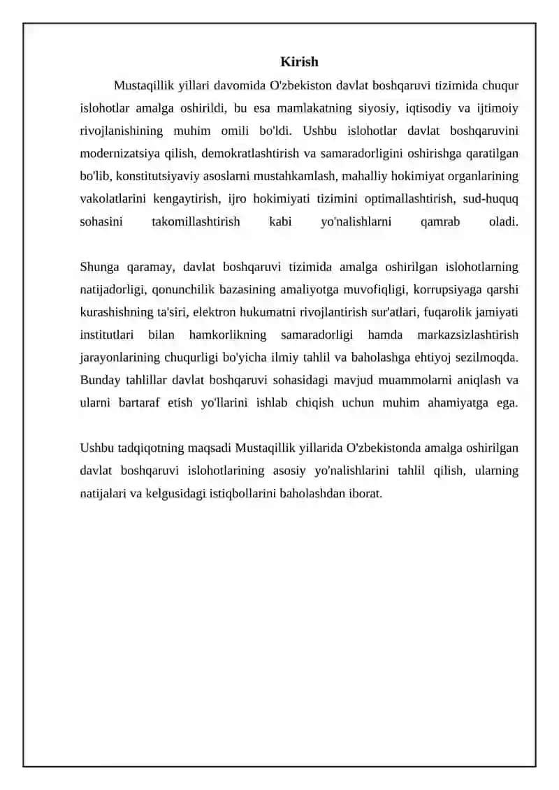 Mustaqillik Yillarida Davlat Boshqaruvi Islohotlarining Asosiy Yo'nalishlari 3