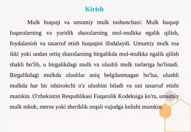 Mulk huquqi va umumiymulk tushunchasi 3