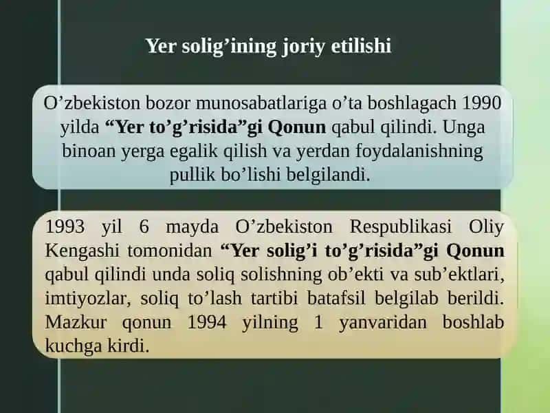 Yuridik shaxslardan olinadigan yer solig‘i 3