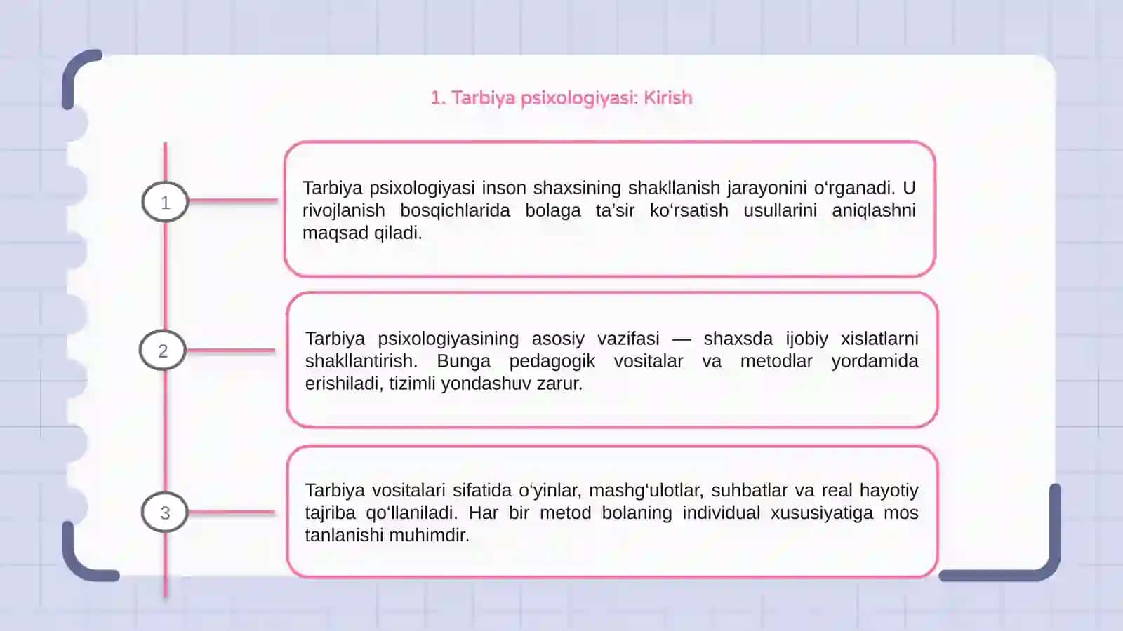Tarbiya psixologiyasi maqsadi, vositalari va metodlari 3
