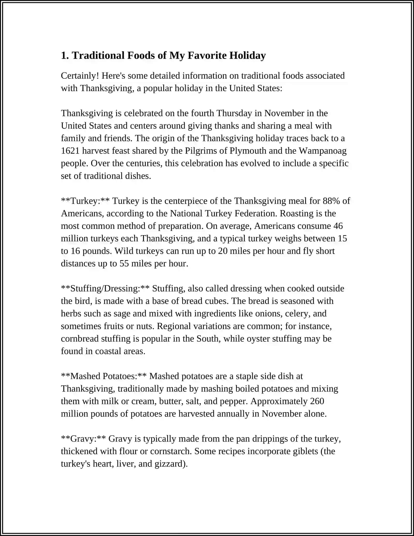 MY FAVORITE HOLIDAY - Traditional Foods Analysis 3