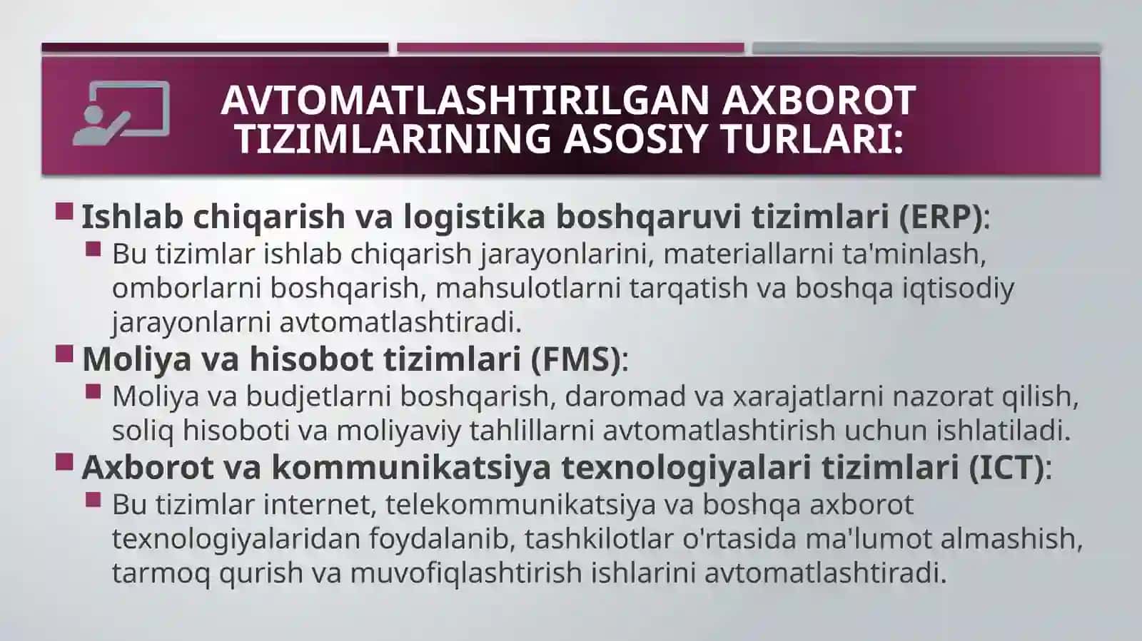 Iqtisodiyotda avtomatlashtirilgan axborot tizimlari 3