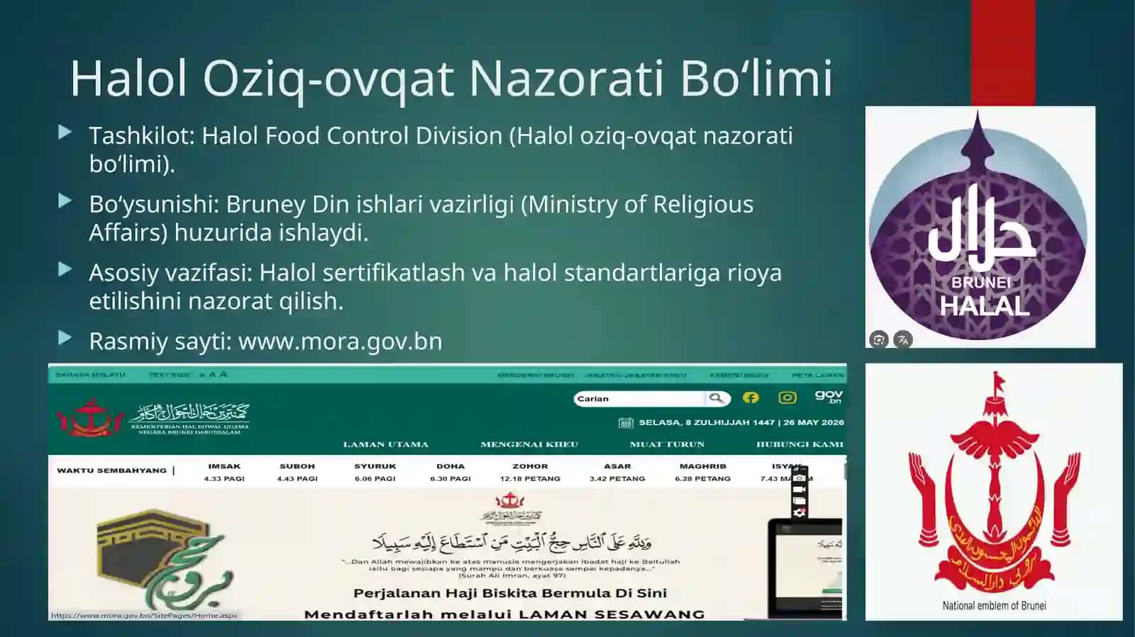 Bruney Darussalomda Halol Oziq-ovqat Nazorat Tizimi 3