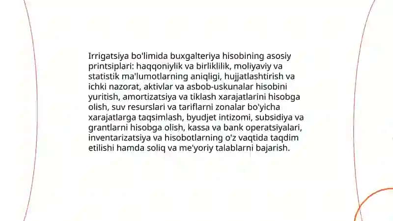 Irrigatsiya bo'limida buxgalteriya amaliyoti 3