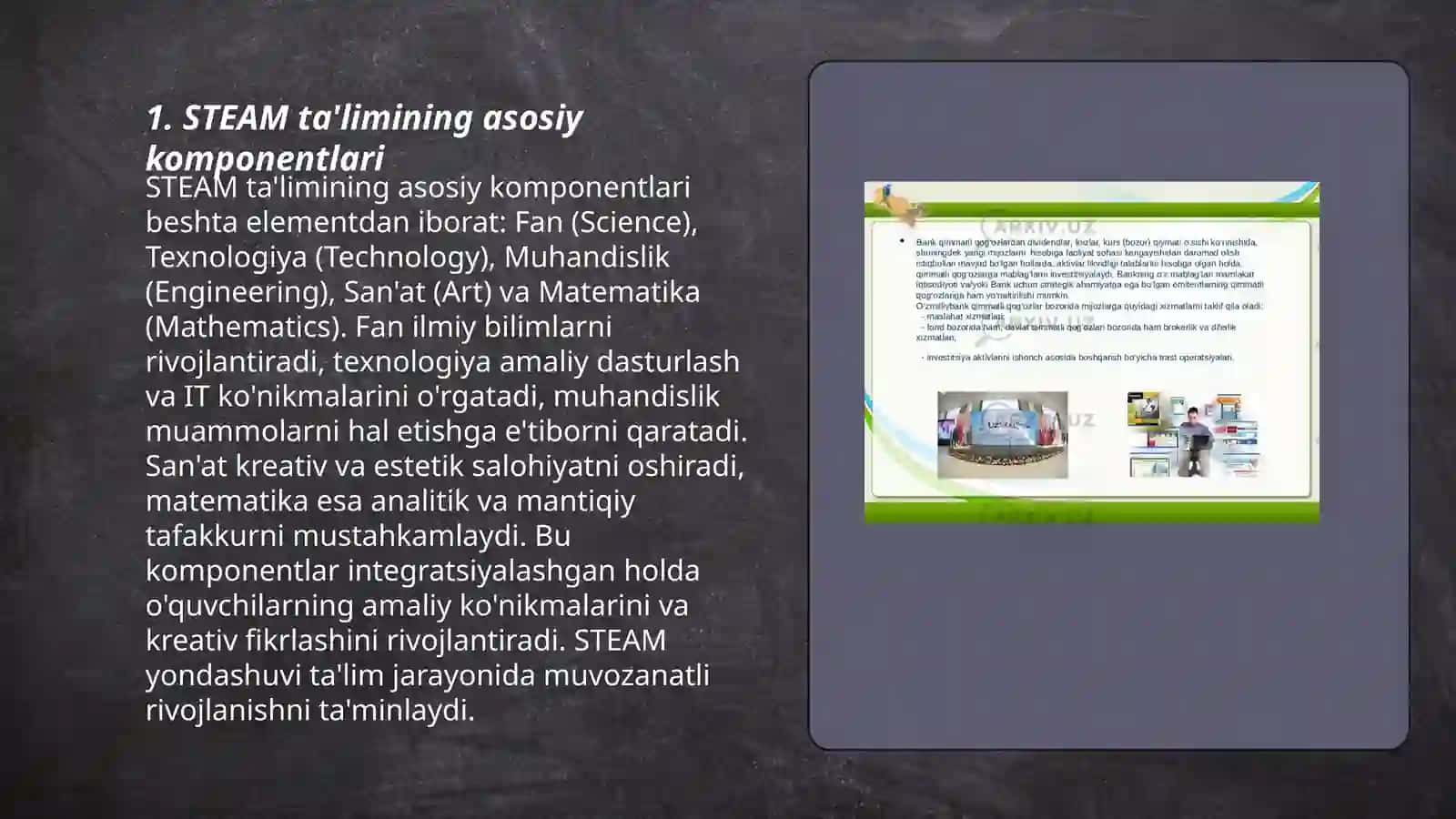 STEAM ta‘lim texnologiyalarining òziga xos xususiyatlari 3