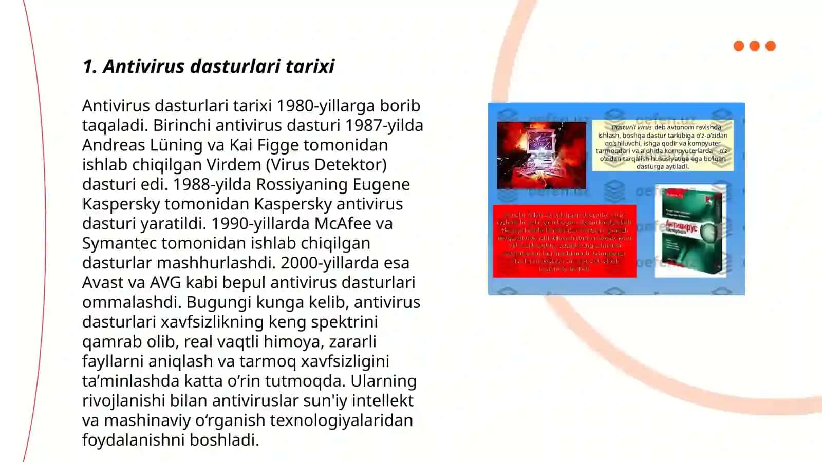 Antivirus dasturlari: detektorlar, revezorlar, doktorlar, filtrlar 3