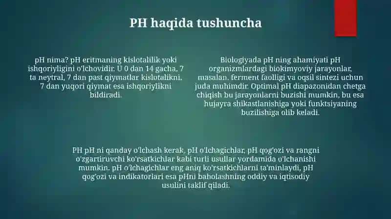 Suvning Ion KoʻPaytmasi Vodorod KoʻRsatkichining Ahamiyati 3