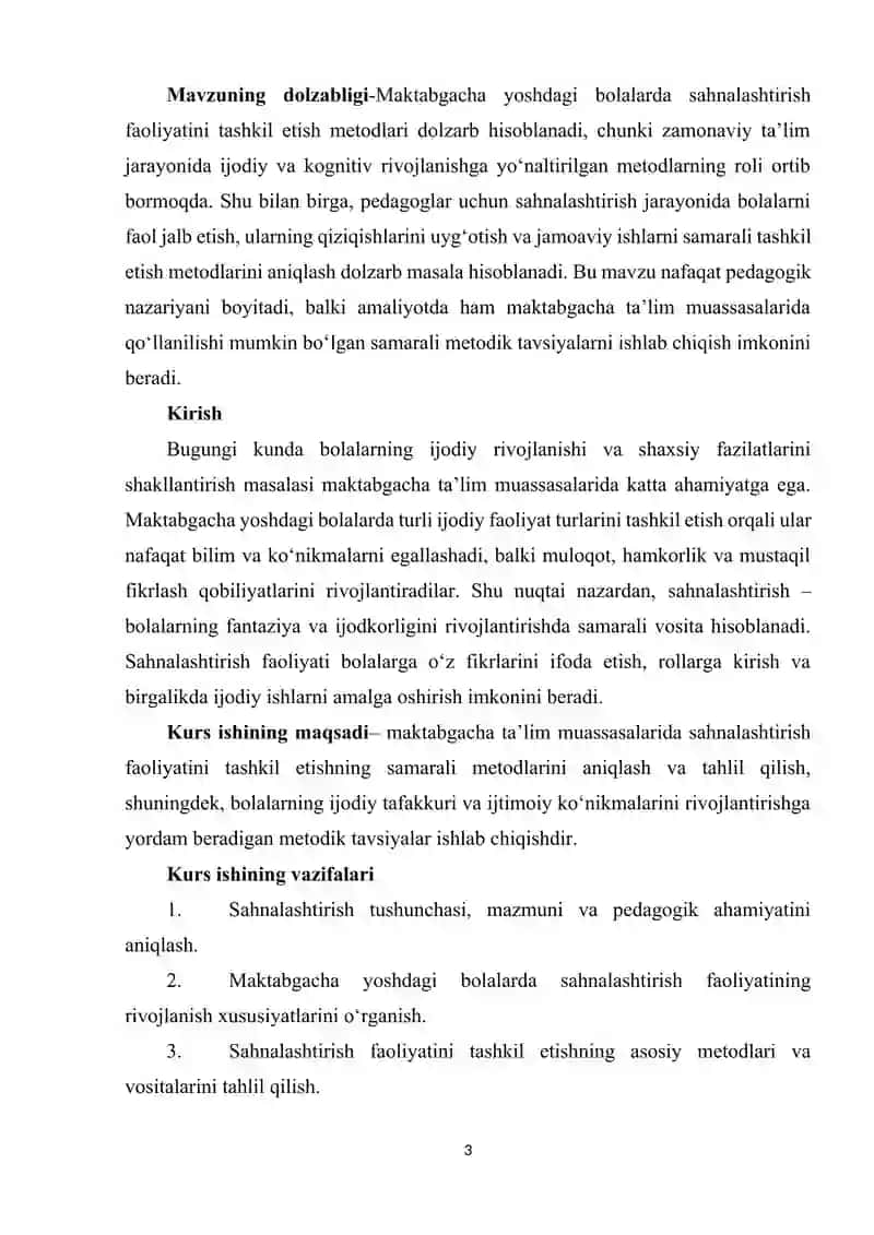 Maktabgacha talim muassasida sahnalashtirishning faoliyatini tashkil etish metodlari 3