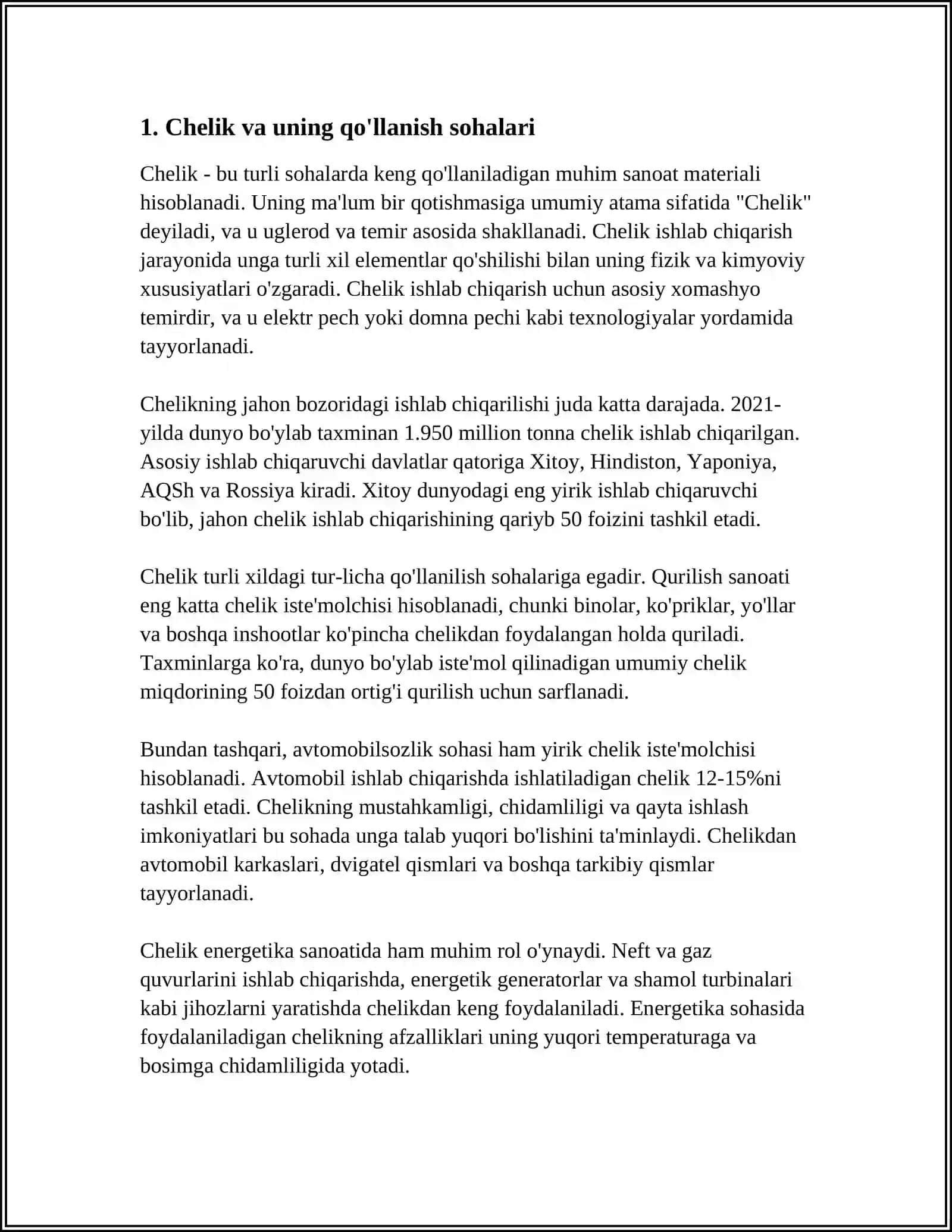 METALL MATERIALLAR VA ULARNING QO'LLANILISH SOHALARI 3