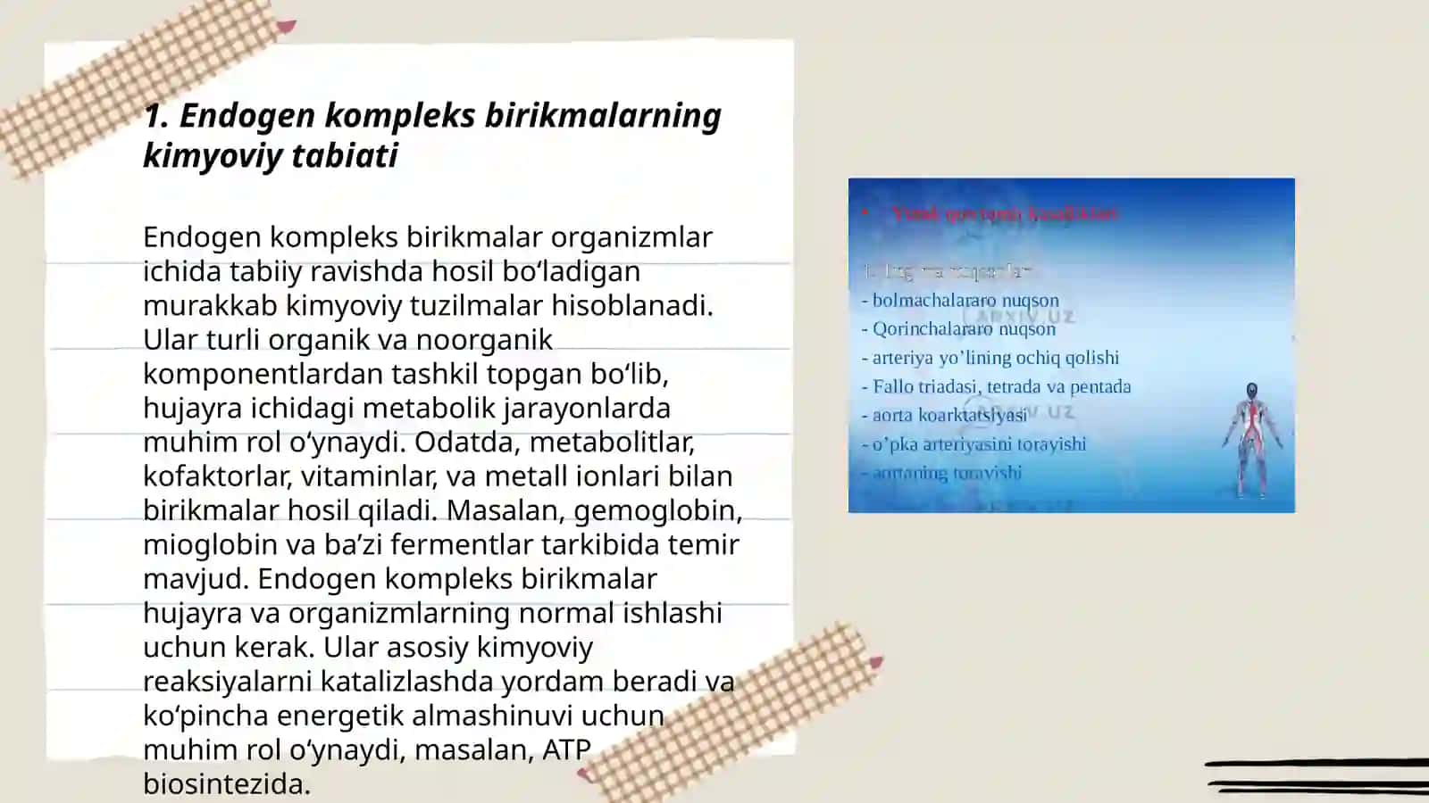 Endogen kompleks birikmalar.Xelatoterapiya asoslari 3