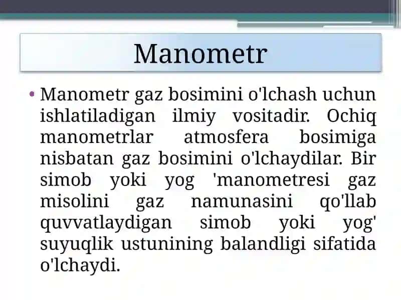 Bosim o‘lchashda islatiladigan o‘lchov asboblari 3