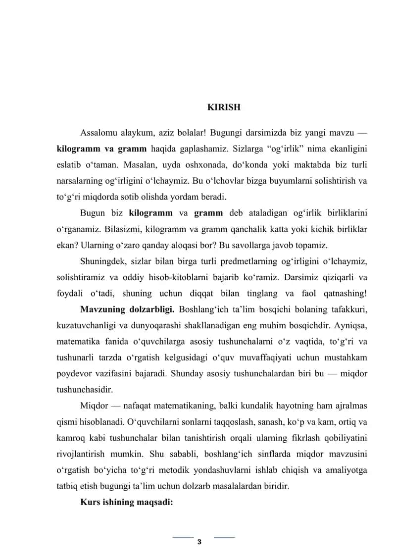 Boshlang’ich sinflarda miqdor mavzusini orgatish metodikasi 3