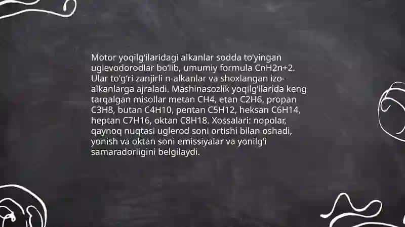 Motor yoqilgʻilari va yoʻldosh gazlar tarkibidagi alkanlar 3