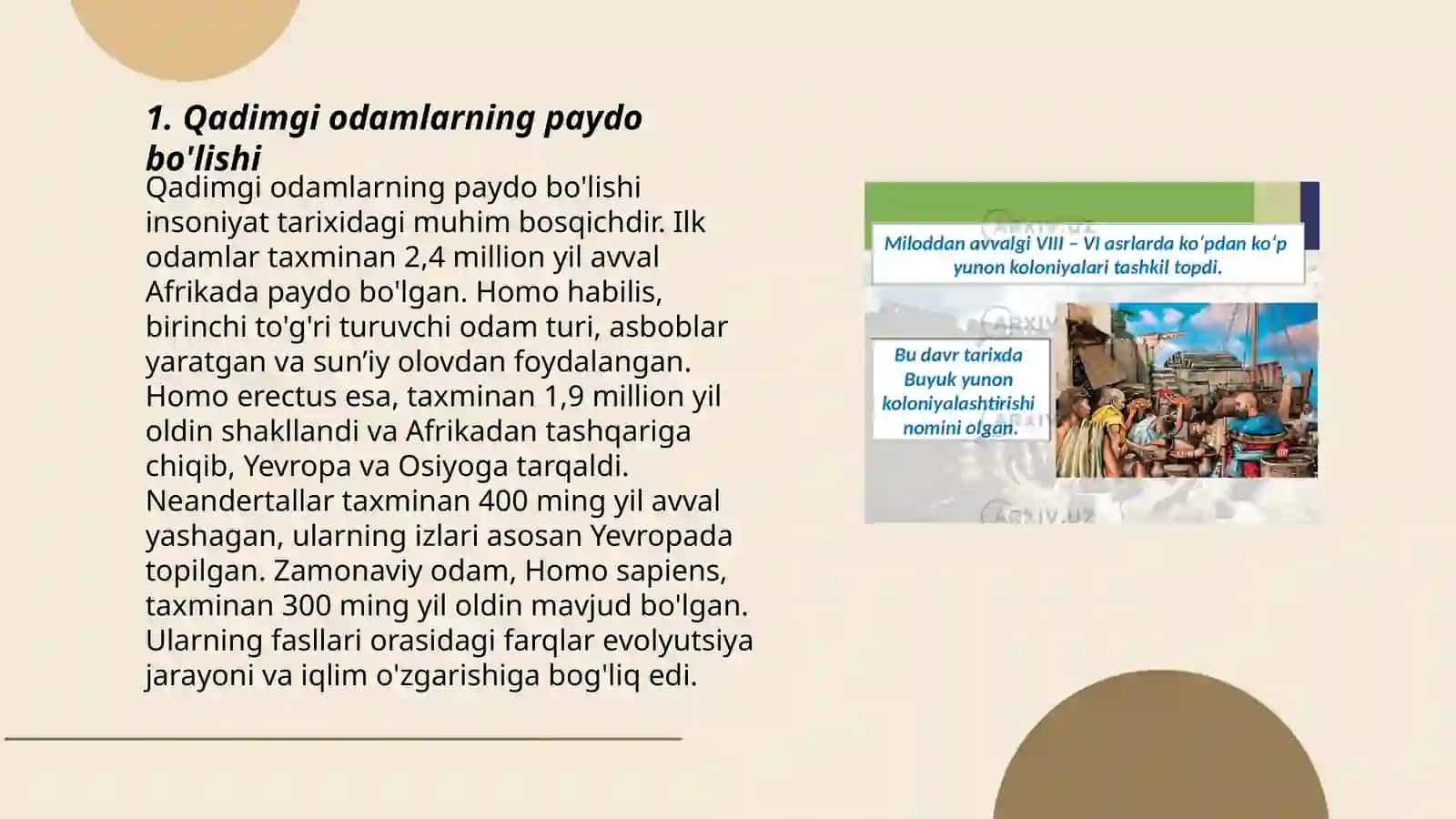 Qadimgi odamlarning asosiy vakillari va hayot tarzi tarqalishi 3