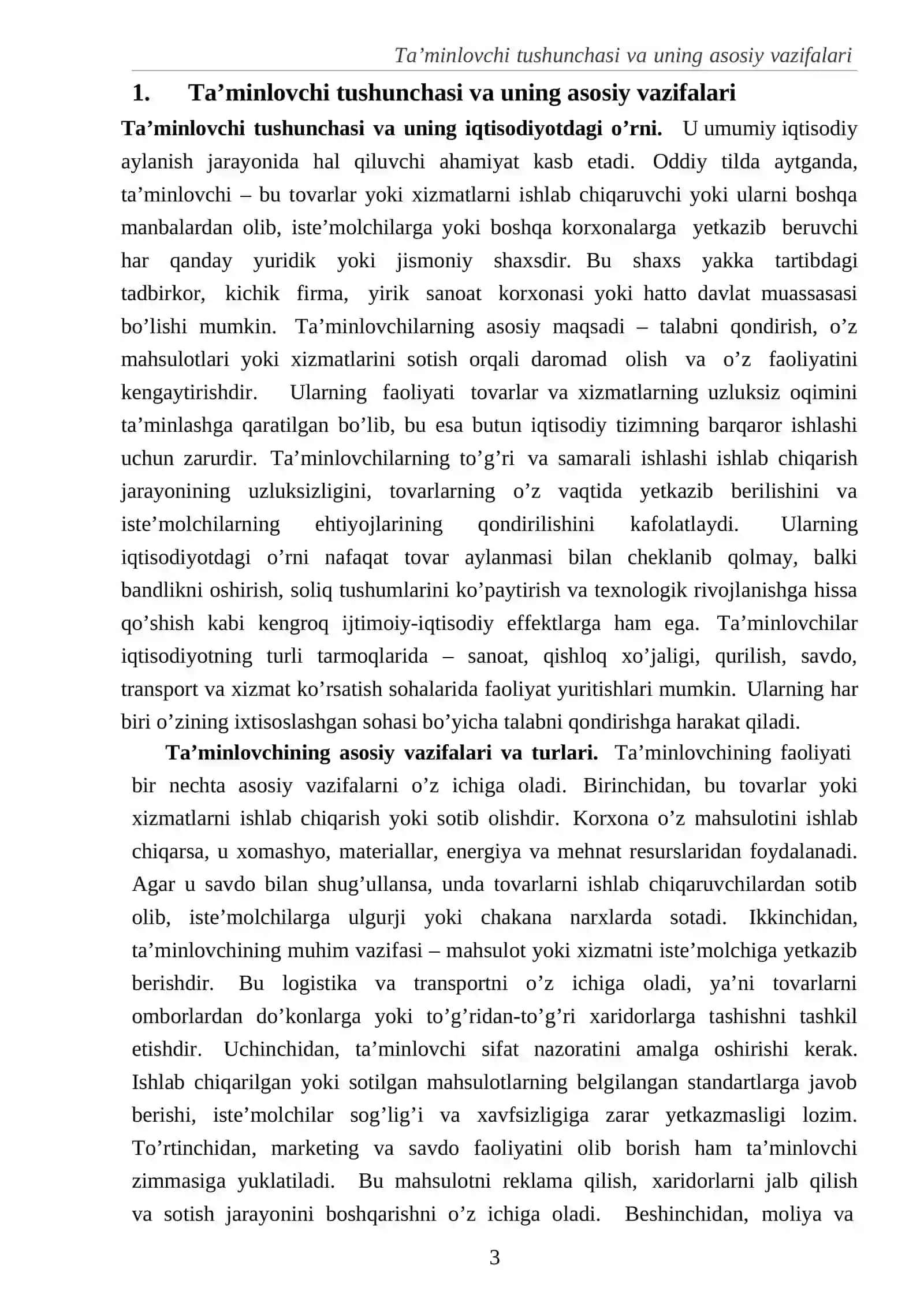 Ta’minlovchilarning iqtisodiyotdagi roli va ahamiyati 3