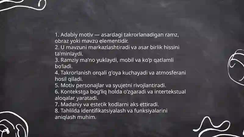 Adabiy motivlar va ularning takrorlanishi 3
