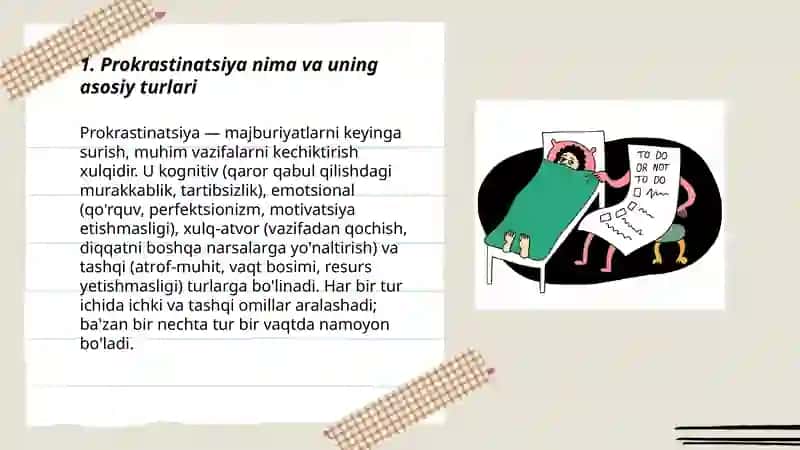 Prokrastinatsiya (ishga kechikish) sabablari va uni yengish usullari 3