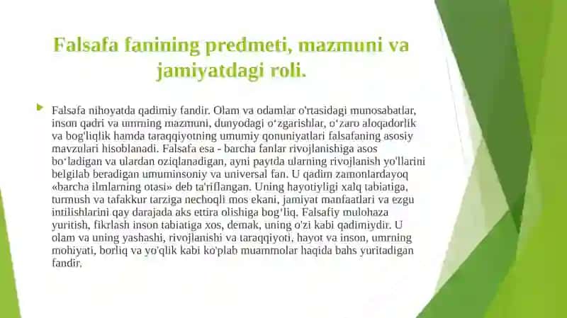Falsafa Fanining Predmeti, Mazmuni va Jamiyatdagi Roli 3