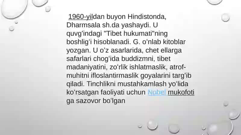 Dalay-Lama XIV ning dinlararo muloqot madaniyatining rivojlantirishga qoʻshgan hissasi mavzusida referat tayyorlash 3