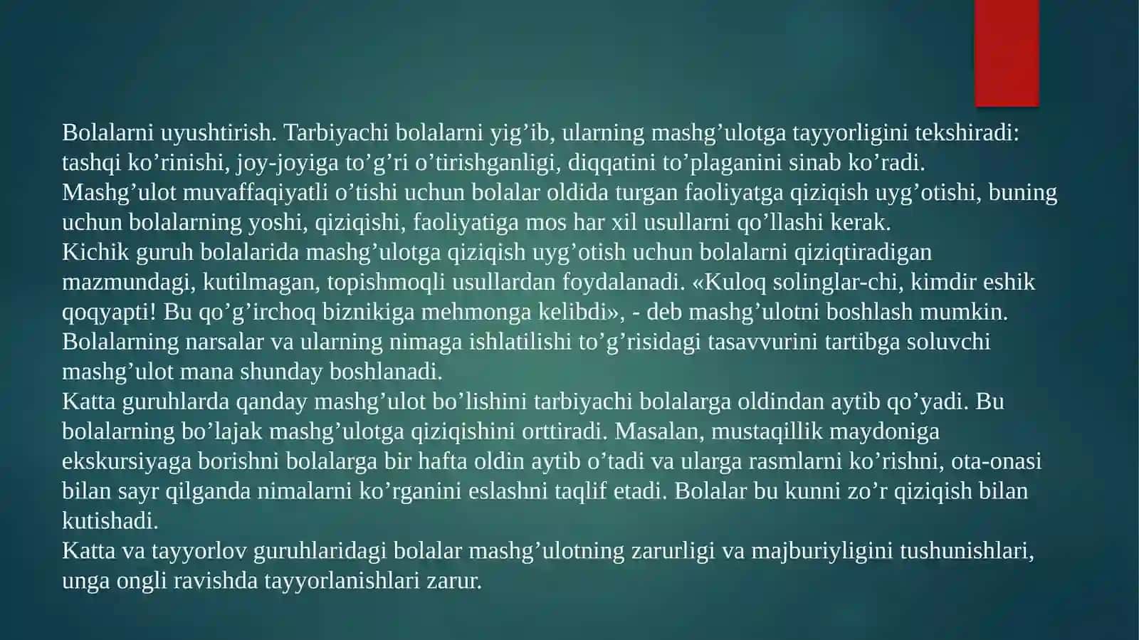 SO’ZLAB BERISHGA O’RGATISH MASHG’ULOTI UCHUN MASHG’ULOT ISHLANMASI TUZISH TAYYORLADI 3