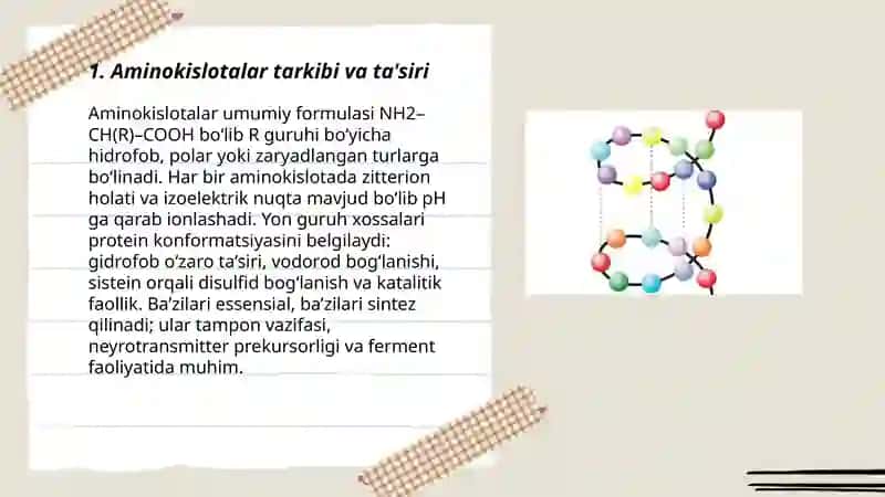 Oqsillarning fizik kimyoviy xususiyatlari va kimyoviy xossalari 3