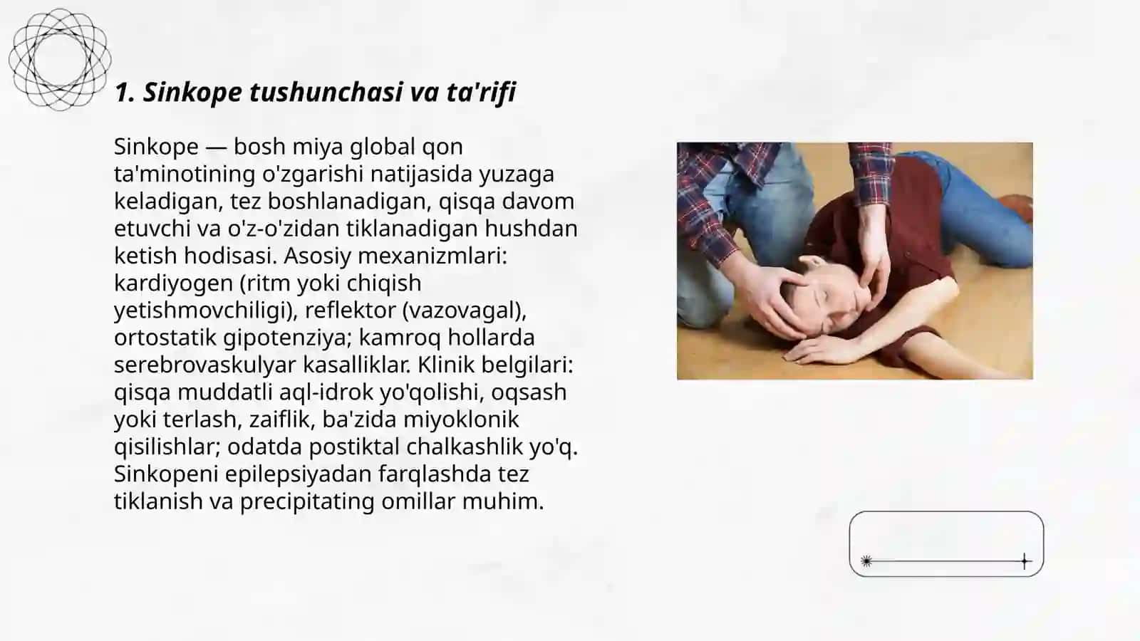 Sinkope holati, tushunchasi, klinik belgilari va shoshilinch yordam ko’rsatishda hamshiraning vazifalari 3