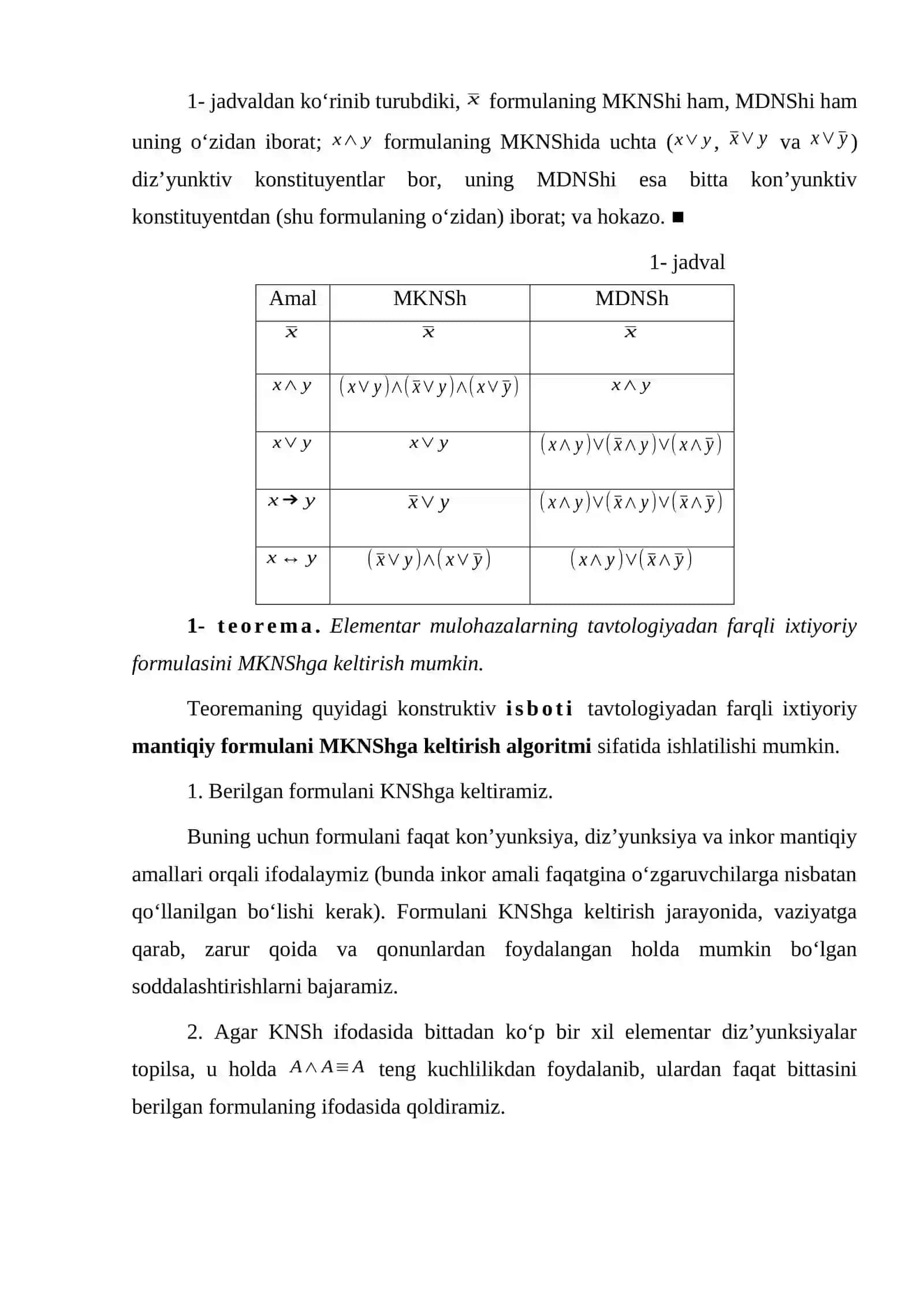 Formulalarning mukammal normal shakllari 3