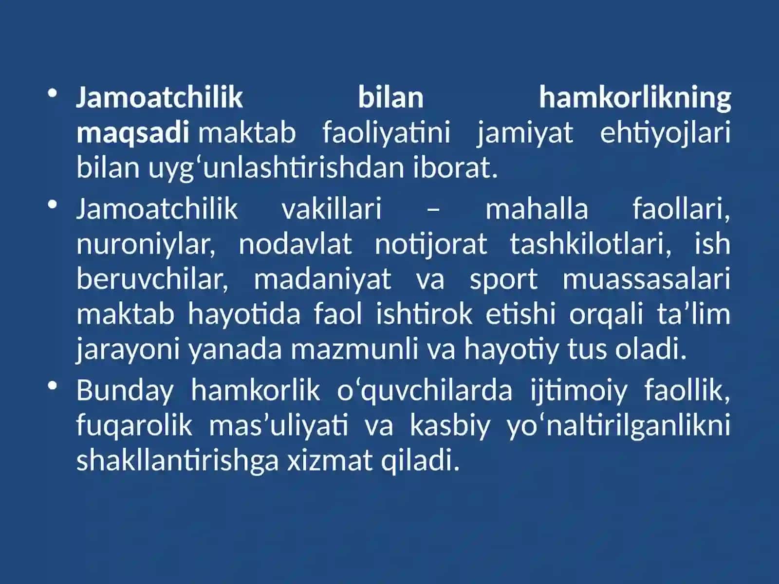 Mavzu: Oilalar va mahalliy jamoatchilik bilan ishlash 3
