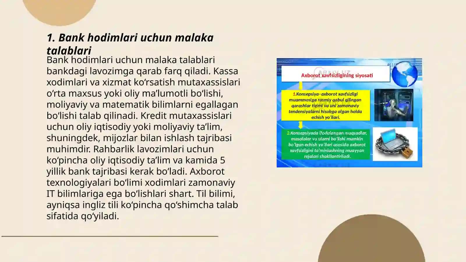 Bank hodimlariga qo‘yiladigan malaka talablari va xodimlarni boshqarish usullari 3