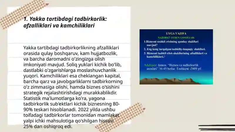 Biznes yuritishning asosiy shakllari: afvzalliklari va kamchiliklari 3