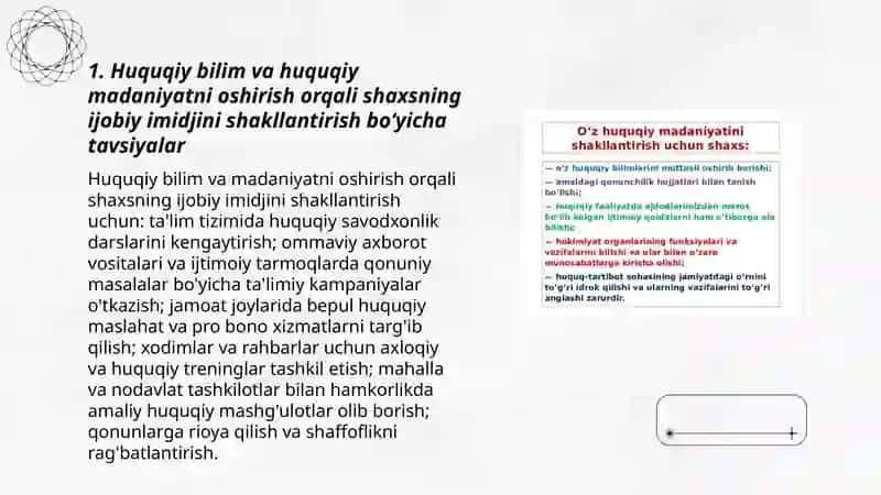 Huquqiy hamjamiyat va jamiyatda shaxsning ijobiy imidjini shakllantirish boʻyicha tavsiyalar 3