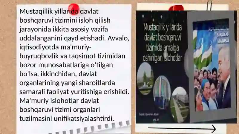 Mustaqillik yillarida davlat boshqaruvi tizimida amalga oshirilgan islohotlar 3