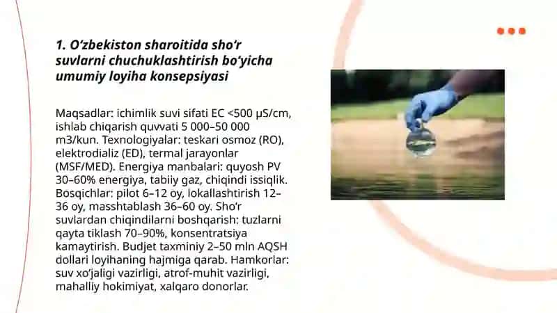 O‘zbekiston sharoitida sho‘r suvlarni chuchuklashtirish g‘oyasini yaratish 3
