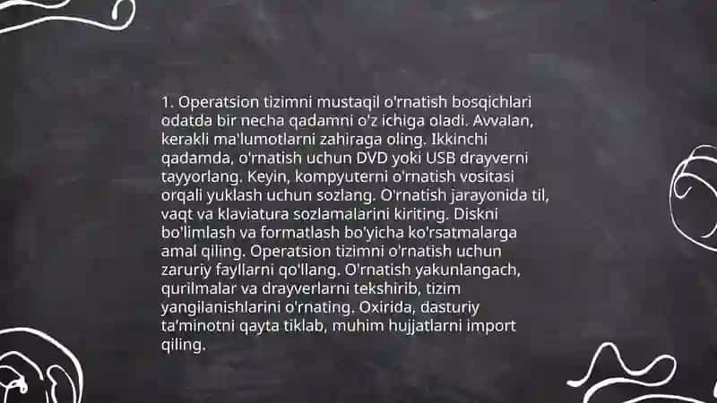 Operatsion sistemani turli usullar bilan oʻrnatish 3