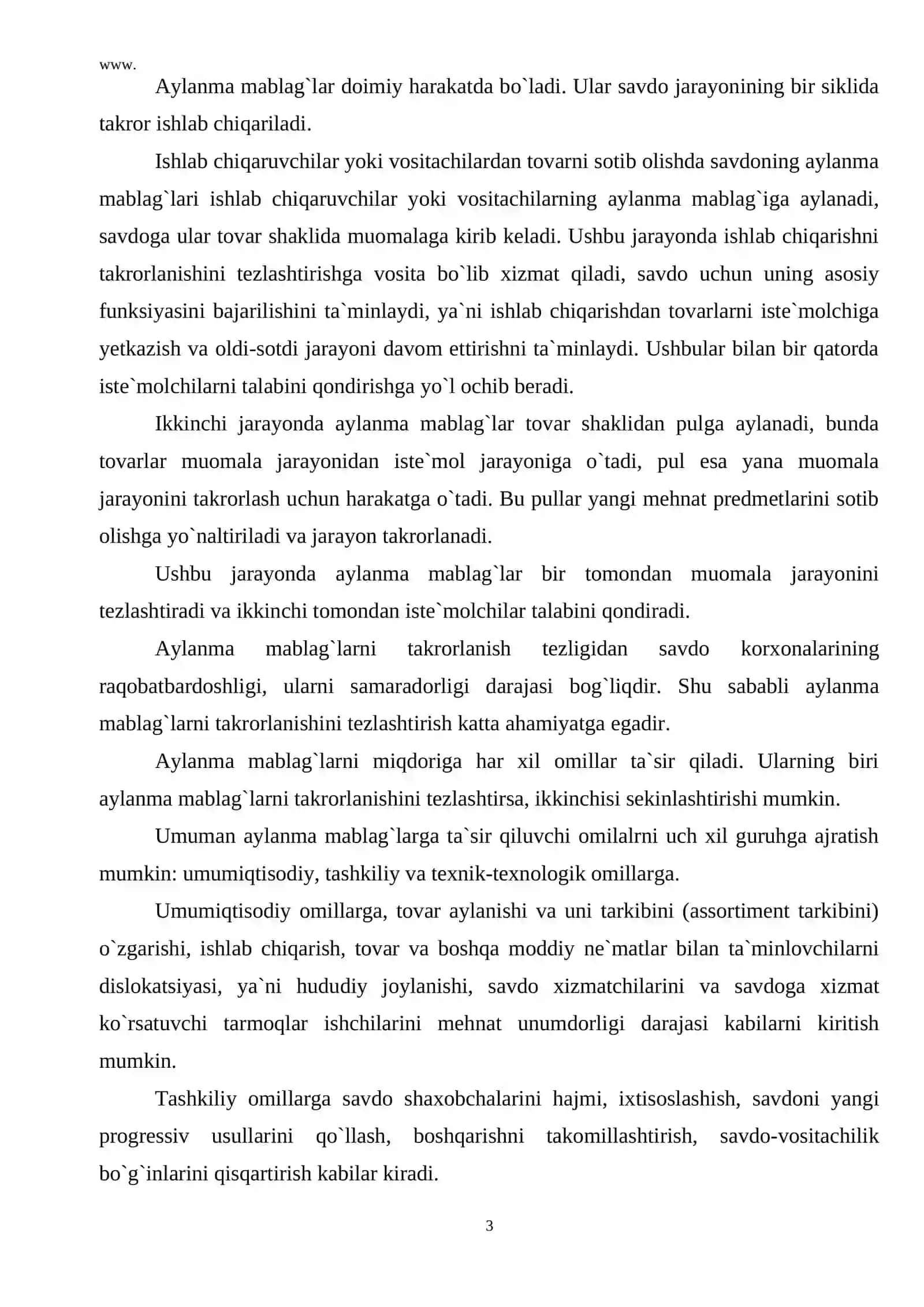 Aylanma fondlar (mablag`lar) tushunchasi, harakati va ahamiyati 3