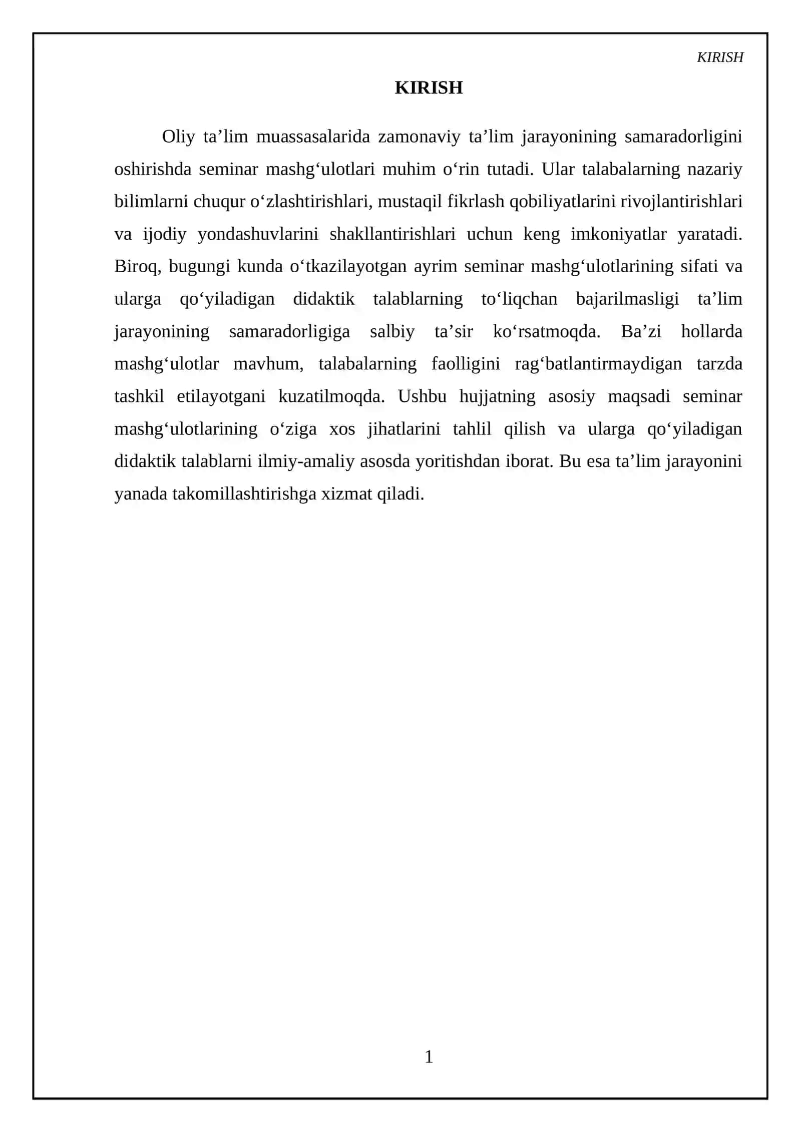 Seminar mashgulatlari va ularga qoʻyiladigan didaktik talabalar 3