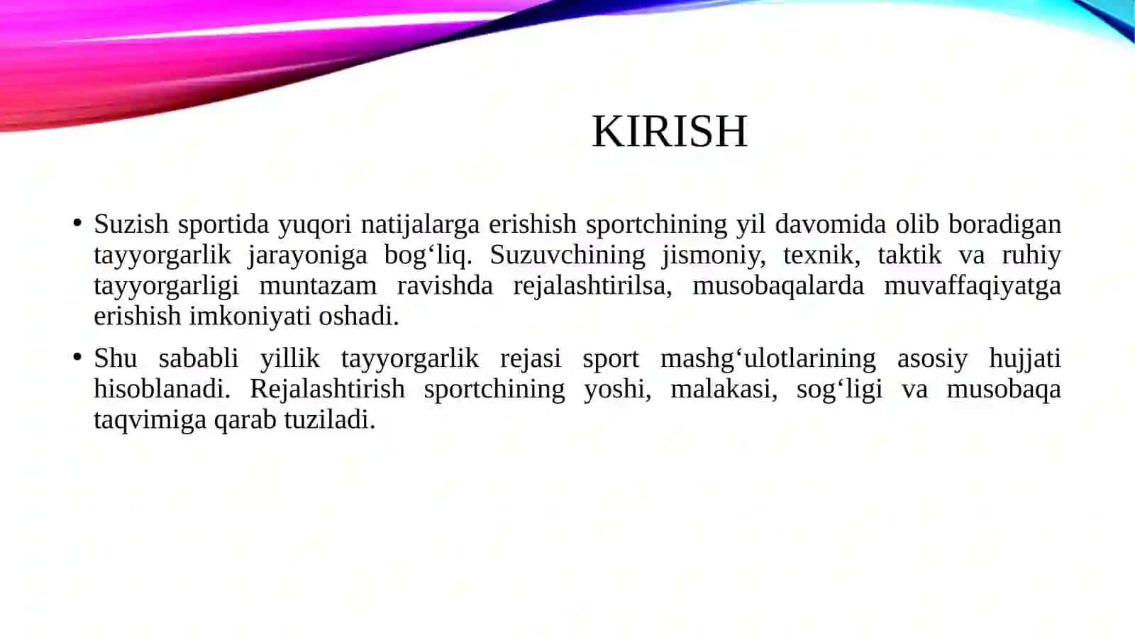 Yil davomida suzuvchi tayyorgarligini tuzish va rejalashtirish 3