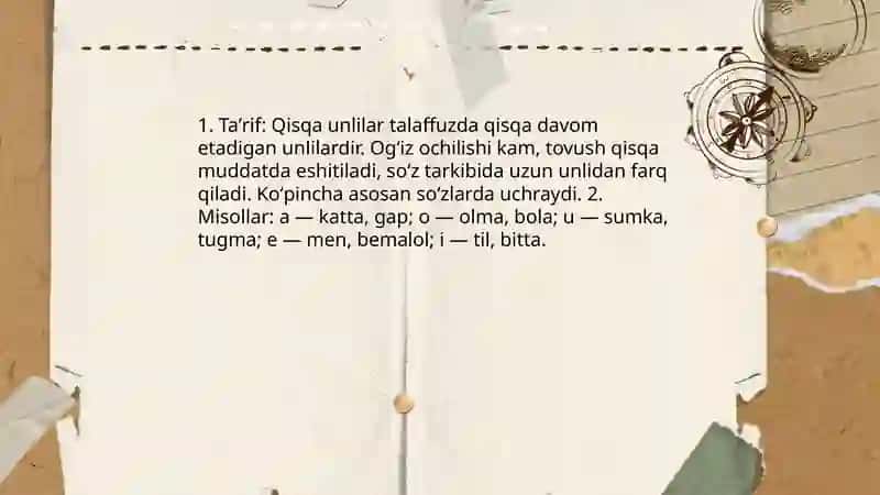 Qisqa va cho'ziq unlilar 3