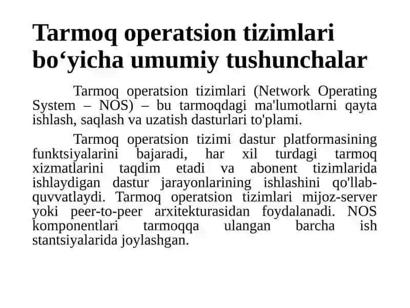 Tarmoq operatsion tizimlari 3