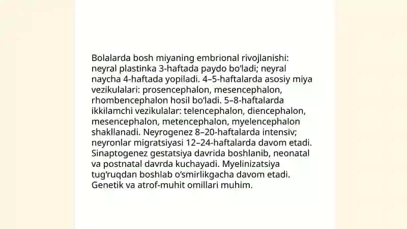 Bolalarda bosh miyaning morfologik va funksional xususiyatlari 3