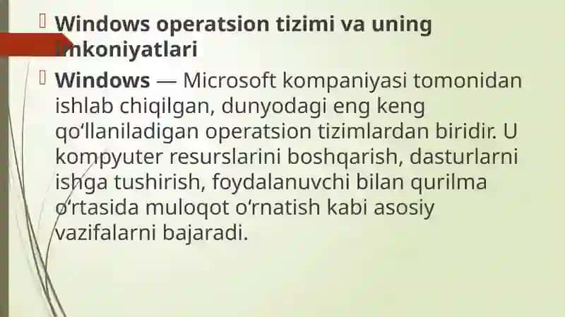 WiNDOWS va Linux operatsion tizimlar 3