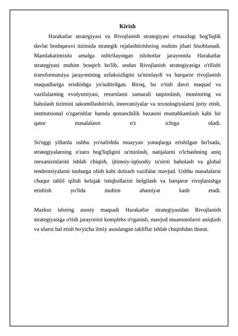 Harakatlar strategiyasidan Rivojlanish strategiyasiga: Transformatsiya jarayoni 3