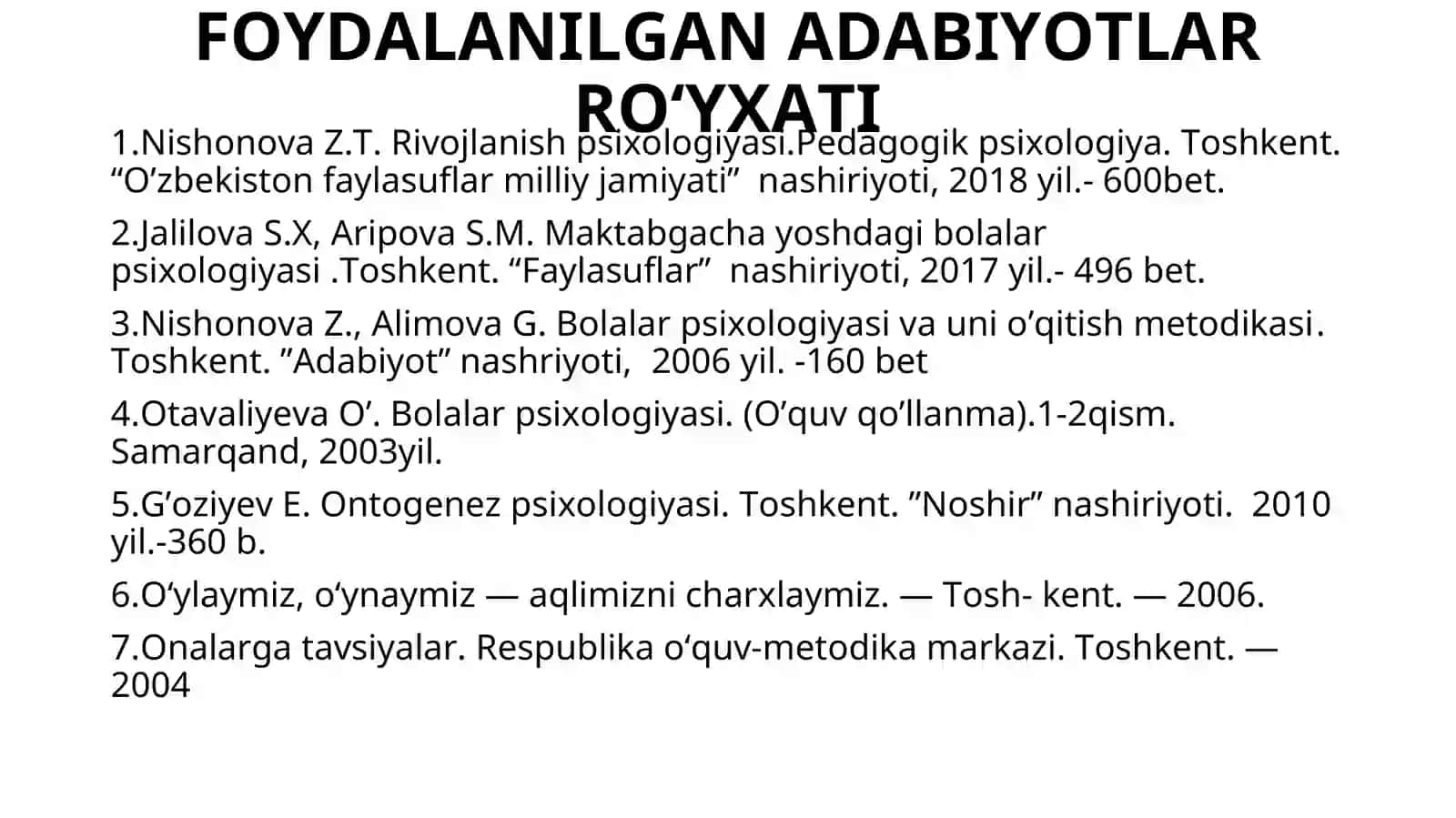 INSON PSIXIK TARAQQIYOTINI TUSHUNTIRISHGA ASOSIY NAZARIY YONDOSHUVLAR. PERINATAL DAVR 3
