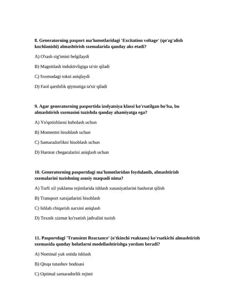 Geniratorning almashtirish seximalari parametrlarini pasport parametrlari boyicha aniqlash 3