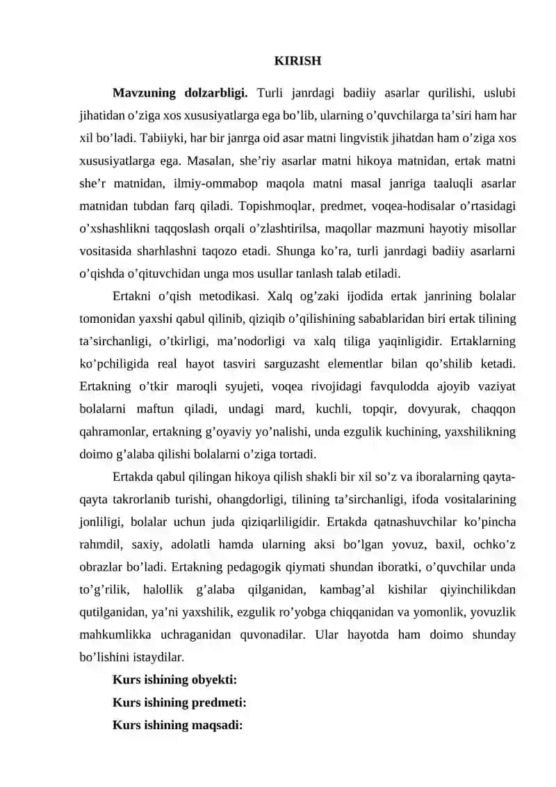 O’qish savodxonligi darslarida ertak o’tish uslubiyati (2-sinf) 3