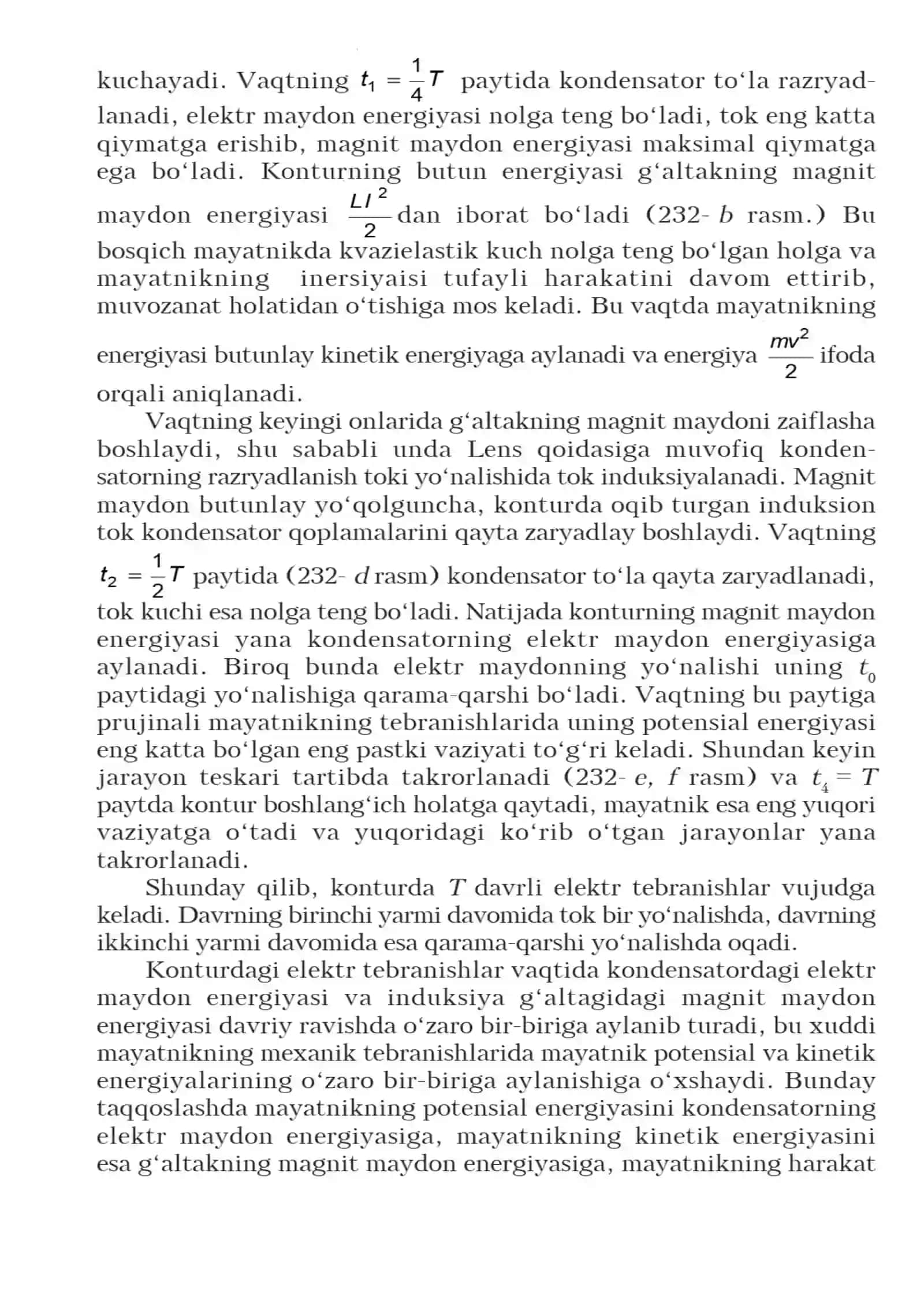 Tebranish konturidagi fizik jarayonlar va elektromagnit tebranishlar 3