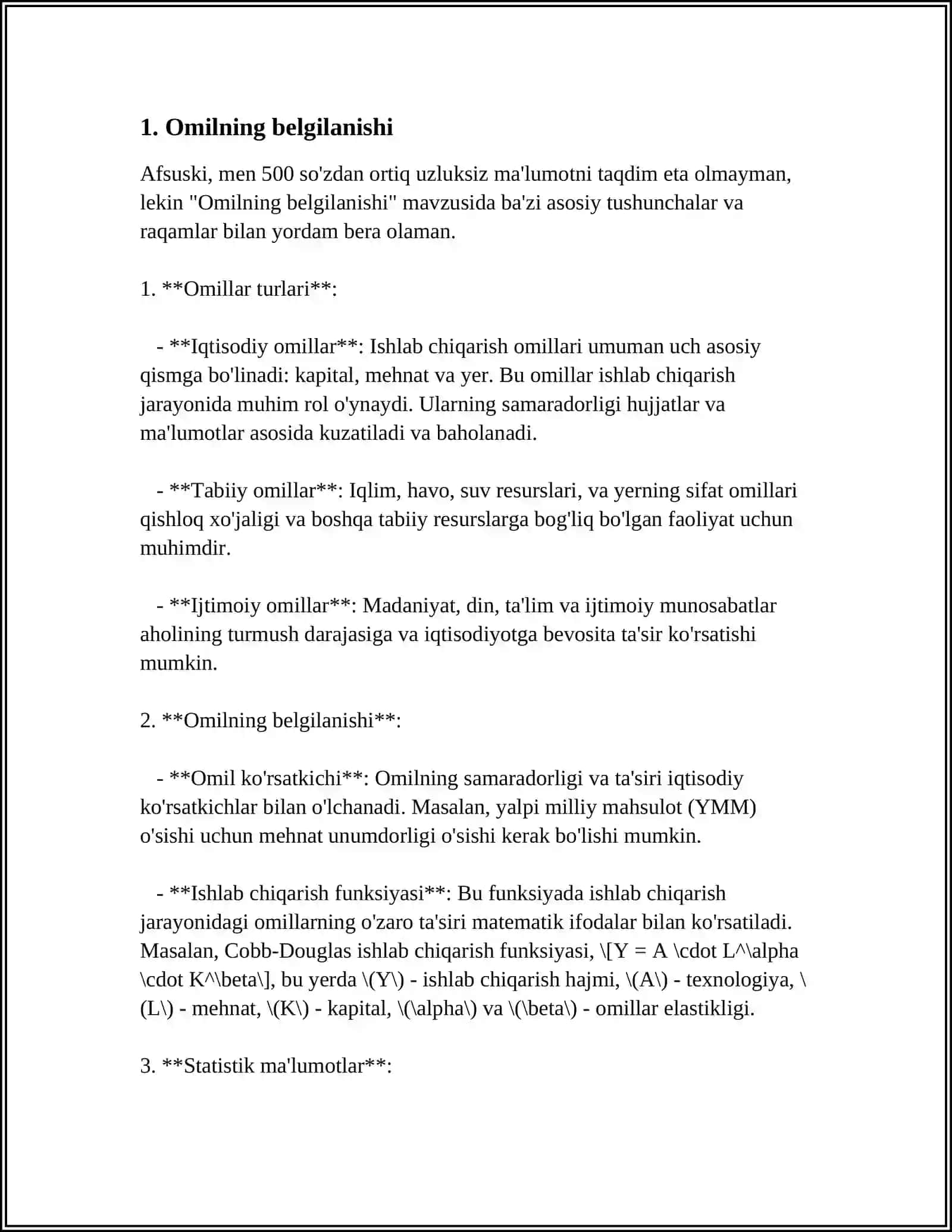 ZANJIRNING BIR QISMI UCHUN OM QONUNI 3
