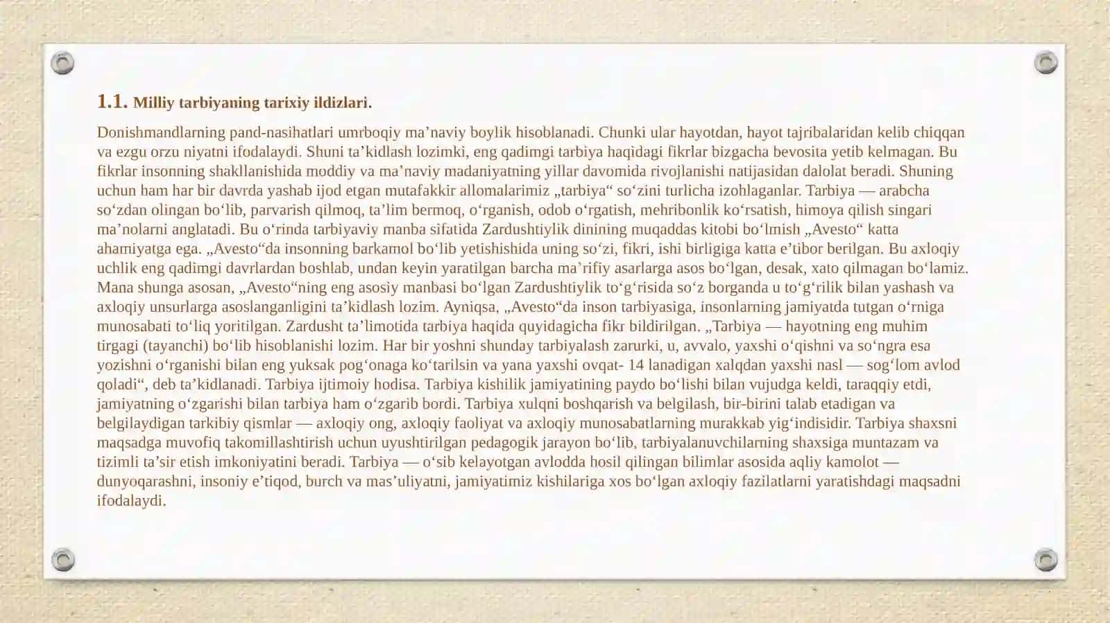 Tarbiyaning tarixiy yildizlari, urf-odatni tutgan oʻrni va milliy tarbiyada asirovlar 3